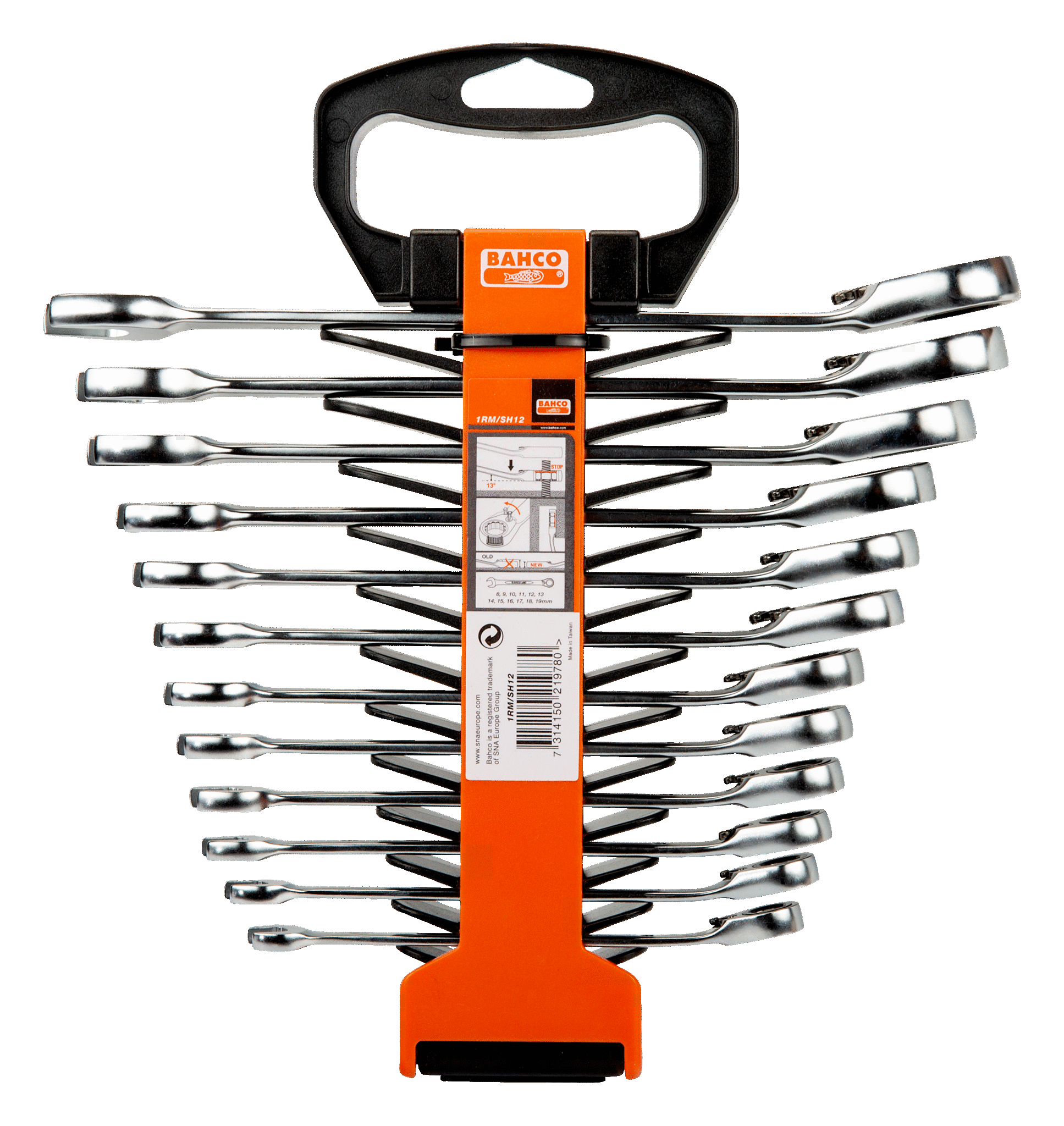 BAHCO Knarren-Ring-Maulschlüssel-Satz. 12tlg.