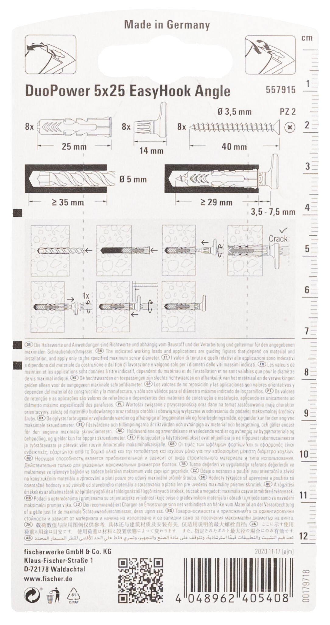 FISCHER DuoPower 5x25 EasyHook Angle 8Stk.