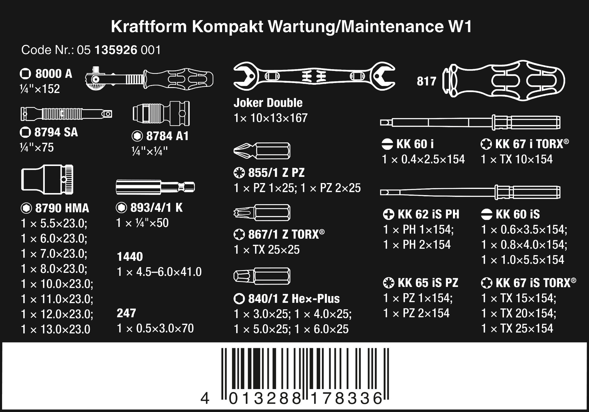 WERA Kraftform Kompakt W 1 Wartung