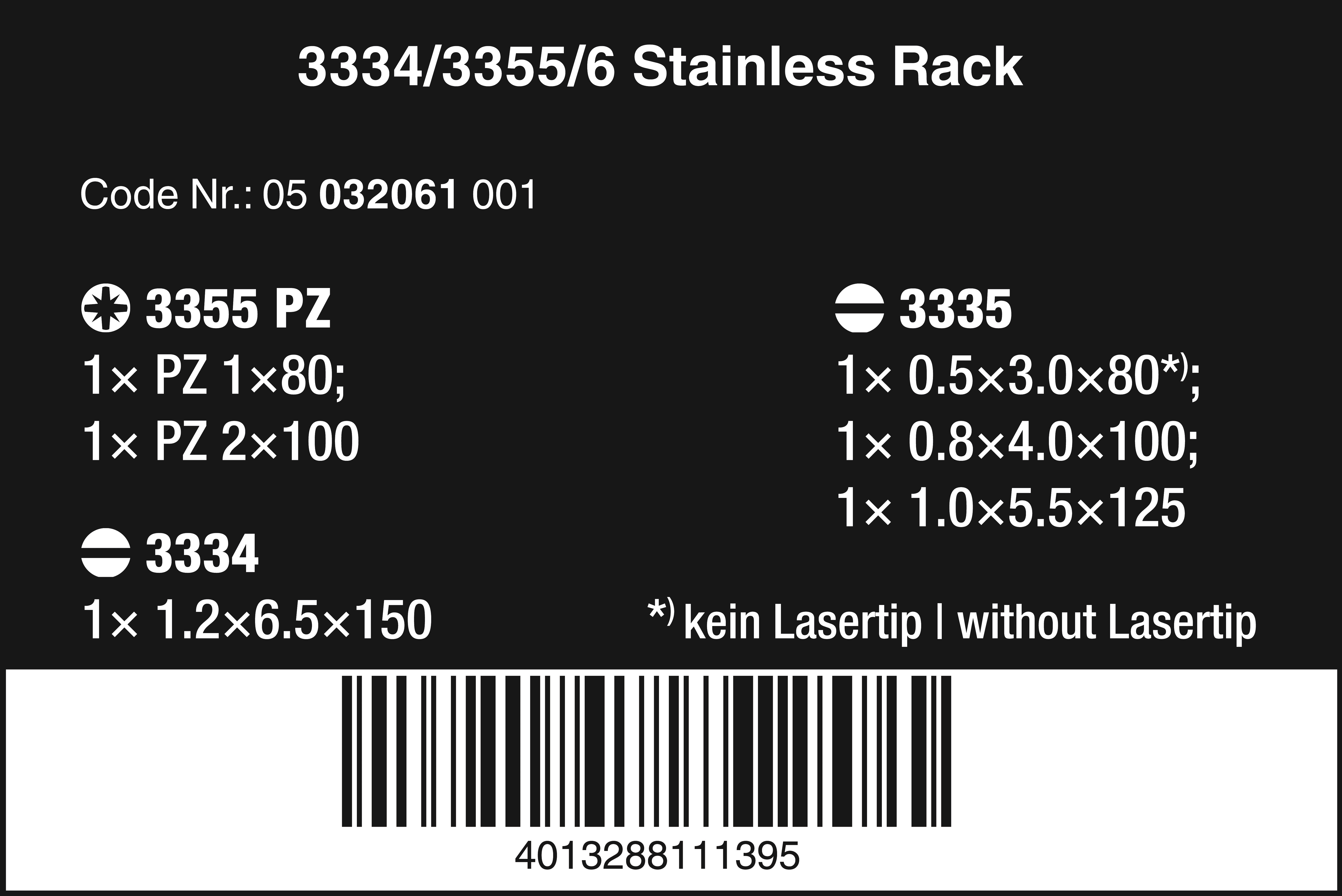 WERA 3334/3355/6 Schraubendrehersatz, Edelstahl 