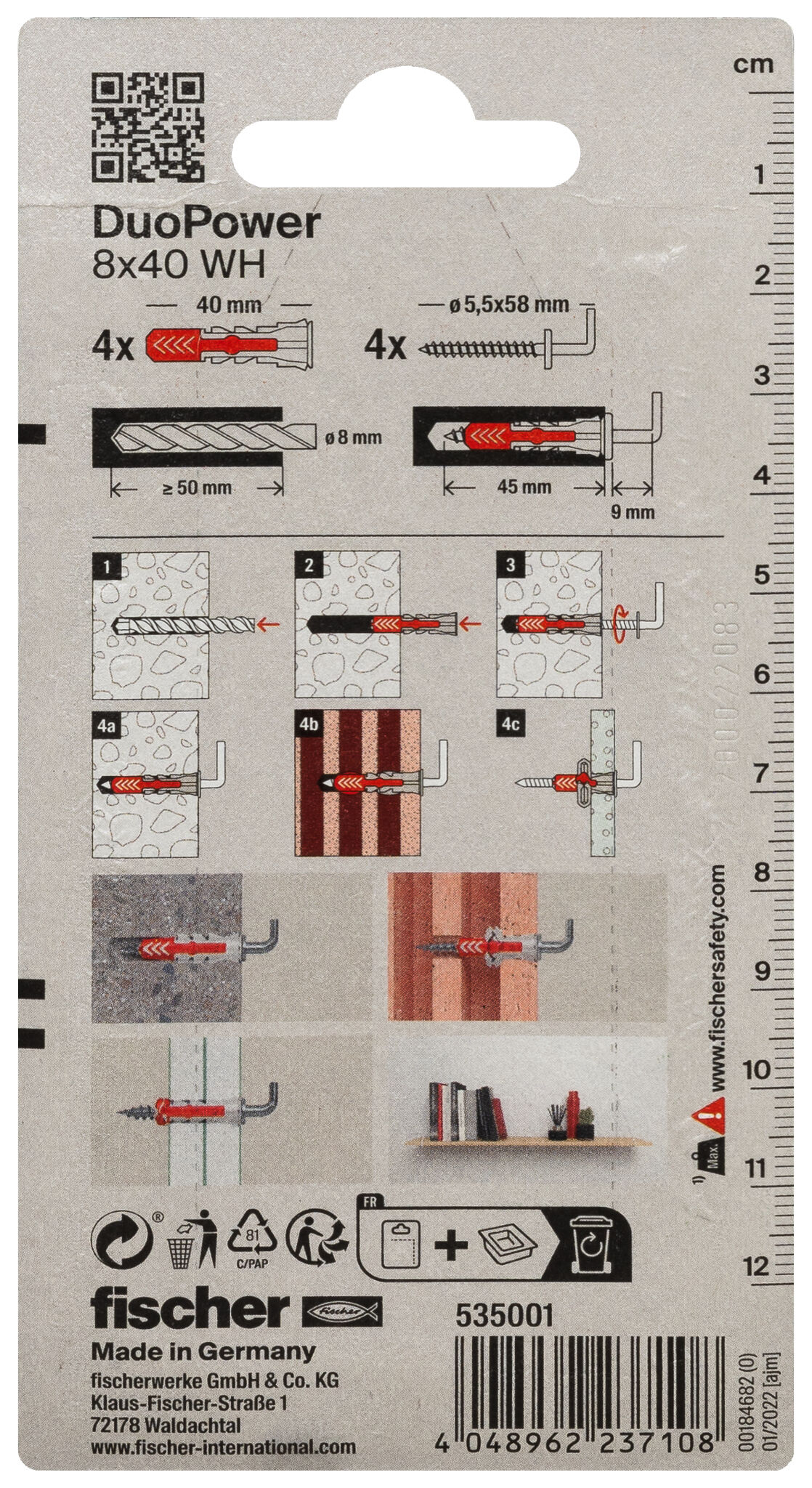 FISCHER DuoPower 8x40 WH 4Stk.