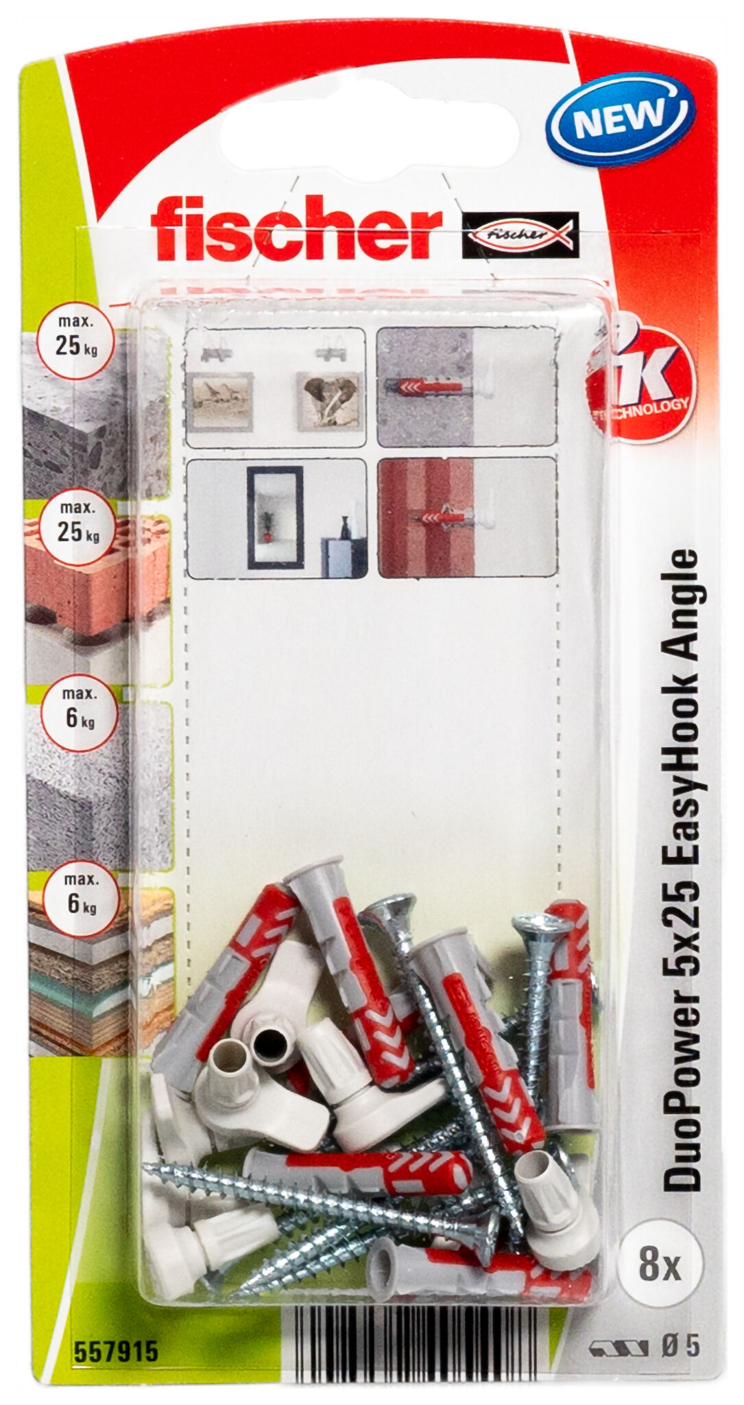 FISCHER DuoPower 5x25 EasyHook Angle 8Stk.