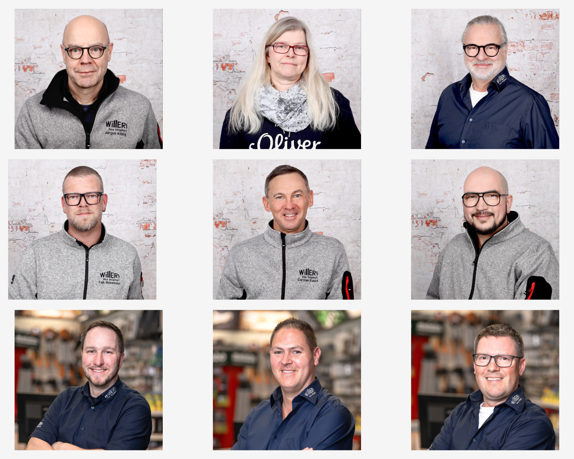 Collage mit Portraits der Mitarbeiter*innen der Firma Willers