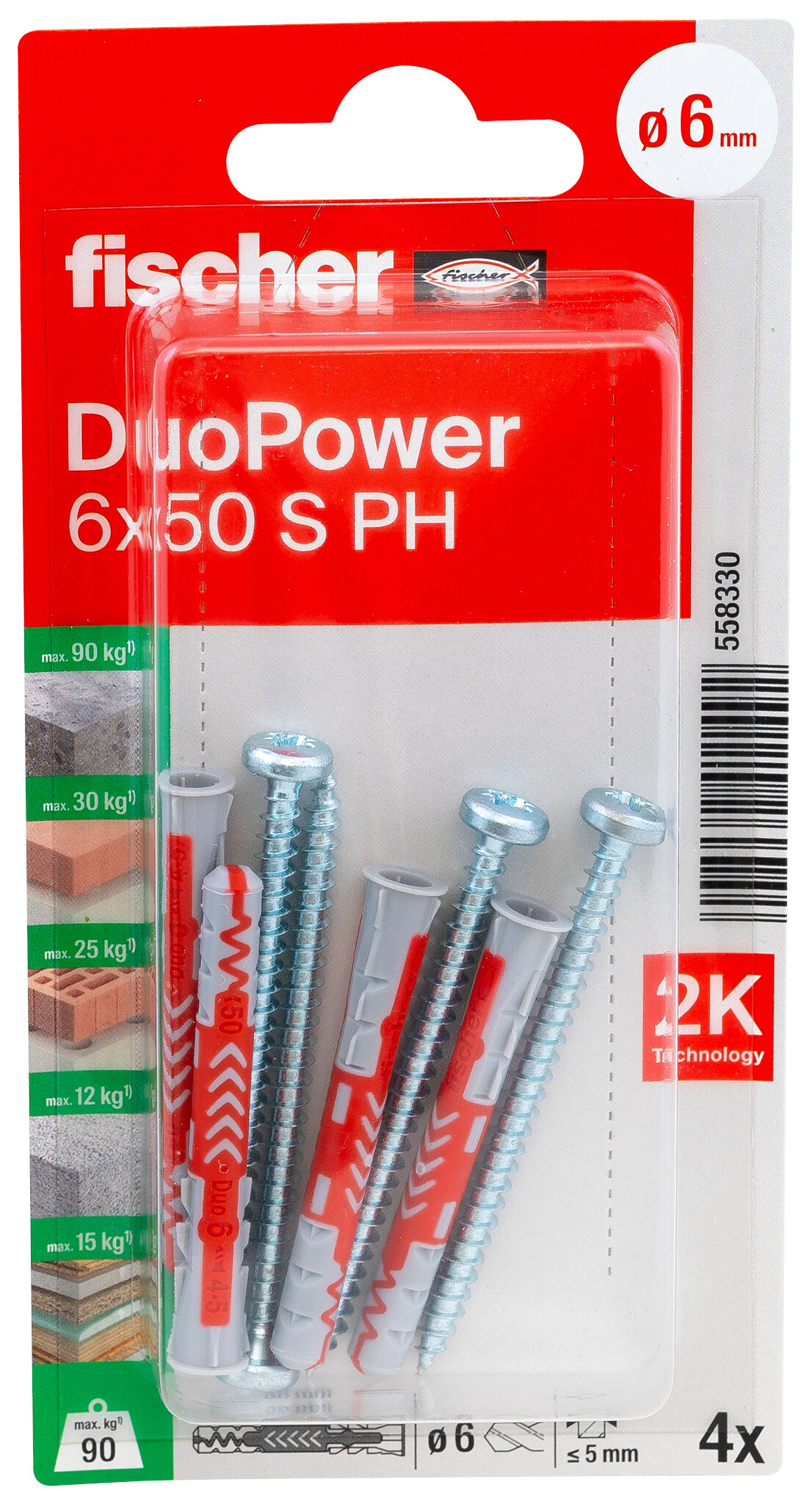 FISCHER DuoPower 6x50 S PH 4Stk.